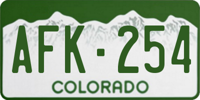 CO license plate AFK254
