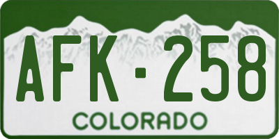 CO license plate AFK258