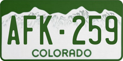CO license plate AFK259
