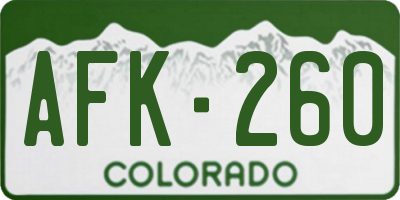 CO license plate AFK260
