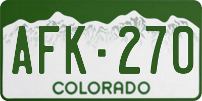CO license plate AFK270