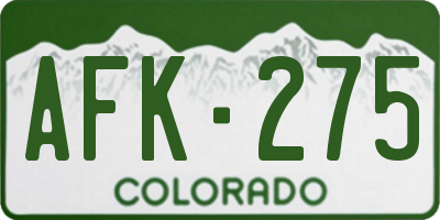 CO license plate AFK275