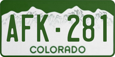 CO license plate AFK281