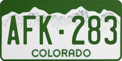 CO license plate AFK283