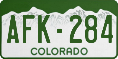 CO license plate AFK284