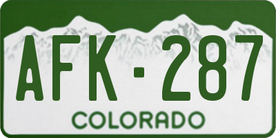 CO license plate AFK287