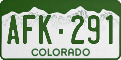 CO license plate AFK291