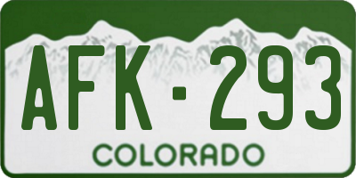 CO license plate AFK293