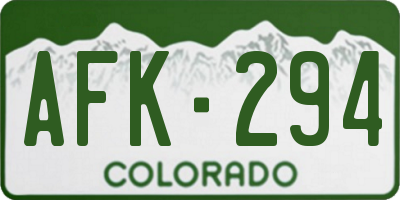 CO license plate AFK294