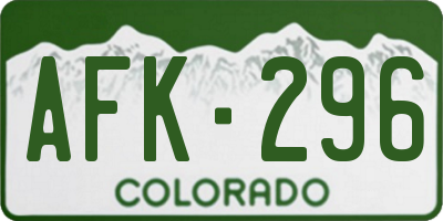 CO license plate AFK296