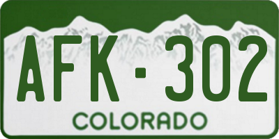 CO license plate AFK302