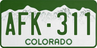 CO license plate AFK311