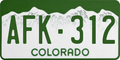 CO license plate AFK312