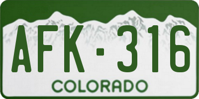 CO license plate AFK316