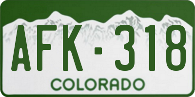 CO license plate AFK318