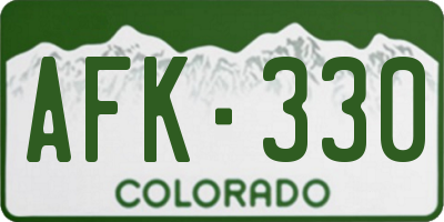 CO license plate AFK330
