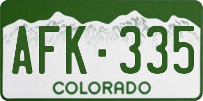 CO license plate AFK335