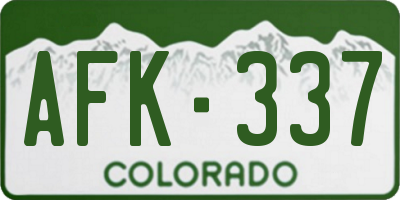 CO license plate AFK337
