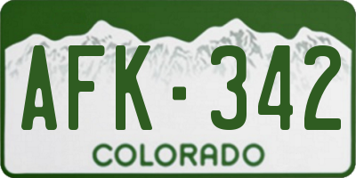 CO license plate AFK342