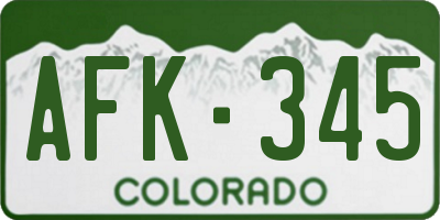 CO license plate AFK345