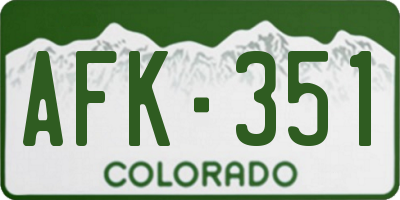 CO license plate AFK351