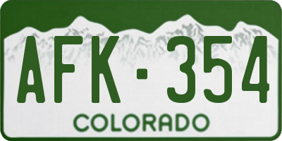 CO license plate AFK354
