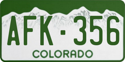 CO license plate AFK356