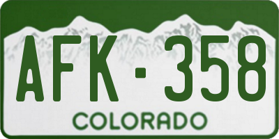 CO license plate AFK358