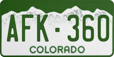 CO license plate AFK360