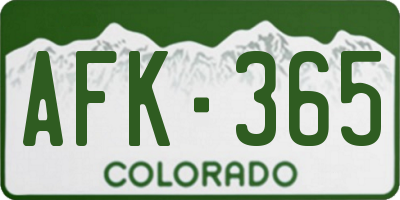 CO license plate AFK365