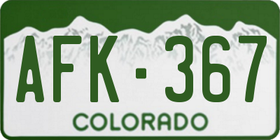 CO license plate AFK367
