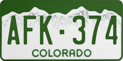 CO license plate AFK374