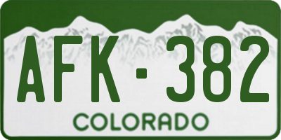 CO license plate AFK382