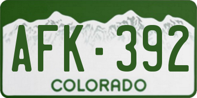 CO license plate AFK392