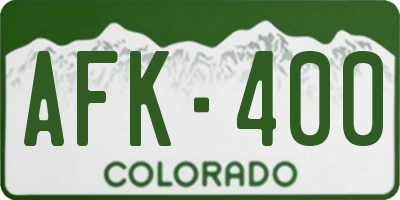 CO license plate AFK400