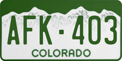 CO license plate AFK403