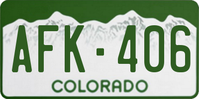 CO license plate AFK406