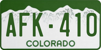 CO license plate AFK410