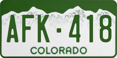 CO license plate AFK418