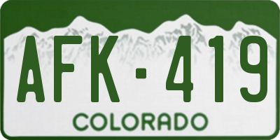 CO license plate AFK419