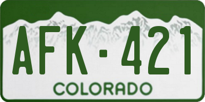 CO license plate AFK421