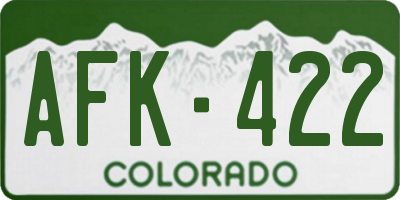 CO license plate AFK422