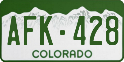 CO license plate AFK428