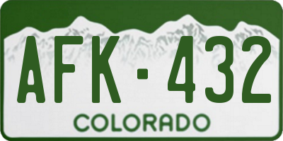 CO license plate AFK432