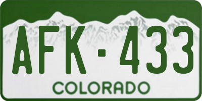 CO license plate AFK433