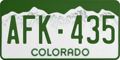 CO license plate AFK435