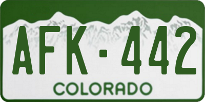 CO license plate AFK442
