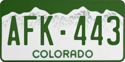 CO license plate AFK443