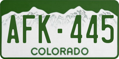 CO license plate AFK445