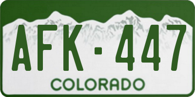CO license plate AFK447